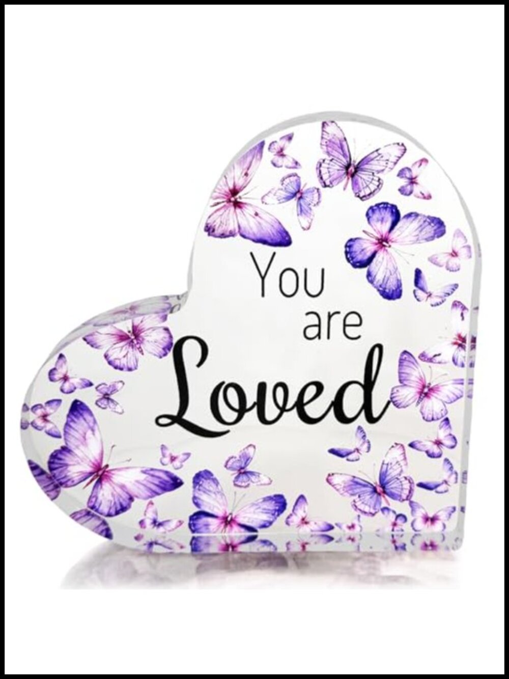 Acrylic Heart Butterfly Keepsake Inspirational Desk Decor Gift